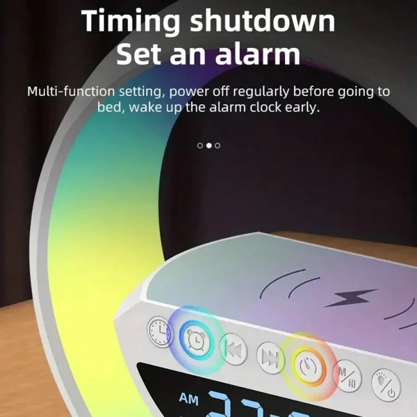 Altavoz Bluetooth despertador luz inteligente LED cargador inalámbrico RGB atmósfera lámpara lámparas luz nocturna - Image 3