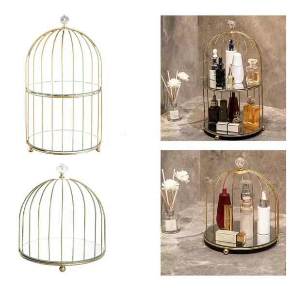 Organizador de maquillaje con jaula de pájaros, soporte de almacenamiento, exhibición de cosméticos, tocador nórdico para postres, Cupcakes, servicio de cocina, pastel para el hogar - AliExpress - Image 3