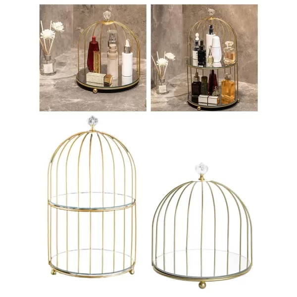 Organizador de maquillaje con jaula de pájaros, soporte de almacenamiento, exhibición de cosméticos, tocador nórdico para postres, Cupcakes, servicio de cocina, pastel para el hogar - AliExpress - Image 2