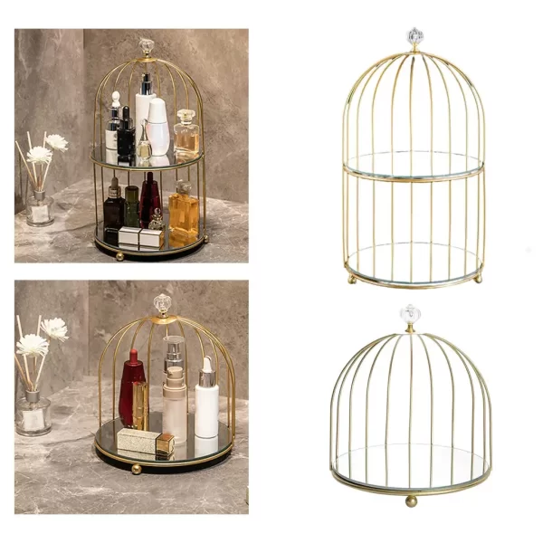 Organizador de maquillaje con jaula de pájaros, soporte de almacenamiento, exhibición de cosméticos, tocador nórdico para postres, Cupcakes, servicio de cocina, pastel para el hogar - AliExpress - Image 4