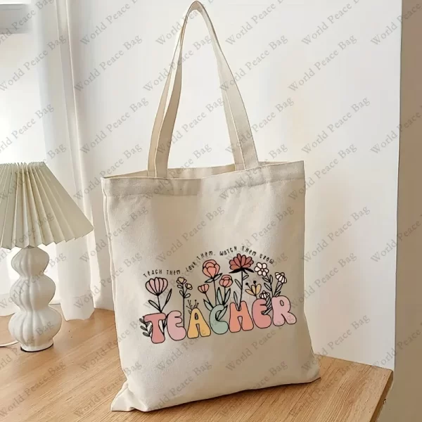 Enseñar ellos, aman los, ver los crecen bolso de mano con patrón, bolso de hombro floral para profesores, regalos para profesores - AliExpress - Image 3