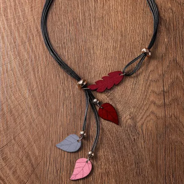 Collar con colgantes de hojas de madera étnica bohemia, collar llamativo Retro hecho a mano Vintage para mujer, joyería de moda para uso diario - AliExpress 36 - Image 6