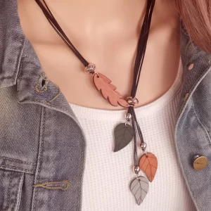 Collar con colgantes de hojas de madera étnica bohemia, collar llamativo Retro hecho a mano Vintage para mujer, joyería de moda para uso diario - AliExpress 36