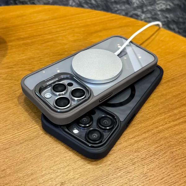 Funda de teléfono magnética de lujo a prueba de golpes para iPhone 15 14 13 12 11 16 Pro Max 16 Plus 16E Funda con soporte cubierta protectora de lente de vidrio - AliExpress - Image 4