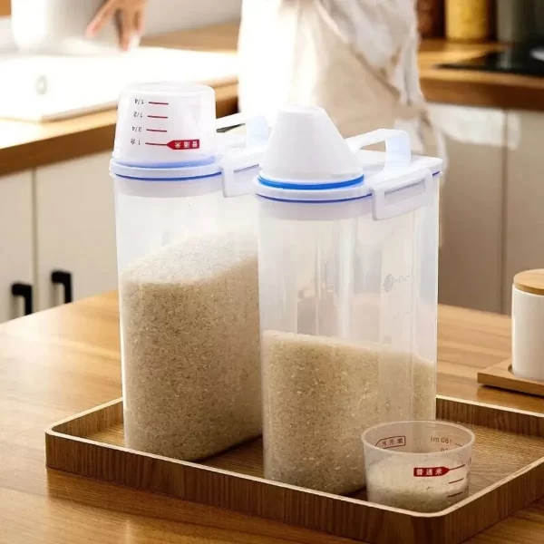 【Ventas calientes】 1 recipiente de almacenamiento de alimentos para arroz y granos con taza medidora, cocina a prueba de humedad y insectos a prueba de polvo - AliExpress 15 - Image 5