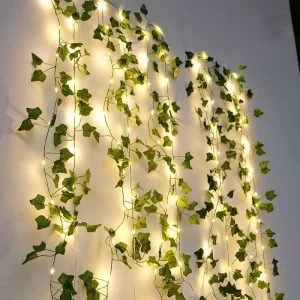 Guirnalda de luces para decoración del hogar, guirnalda de luces con batería para árbol de Navidad, vid Artificial, hojas verdes y flores - AliExpress 39