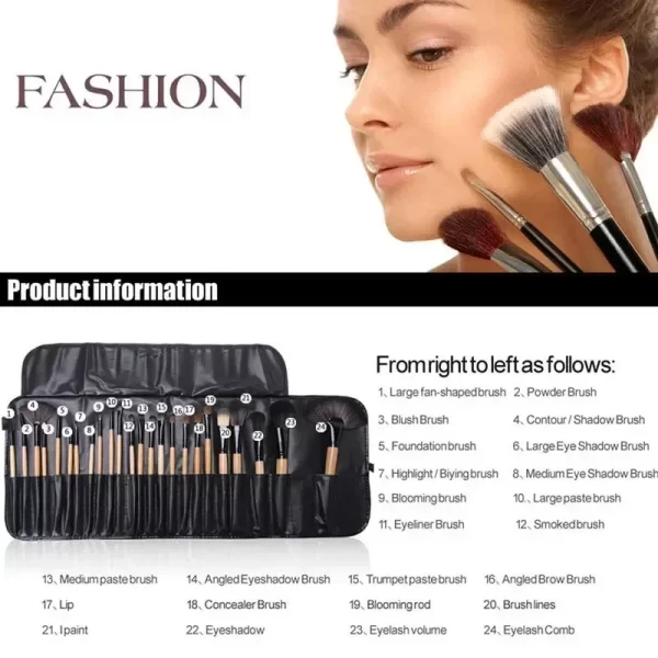 24 Uds juegos de brochas de maquillaje pinceles cosméticos profesionales ceja en polvo base sombras Pinceaux herramientas de maquillaje - AliExpress - Image 6