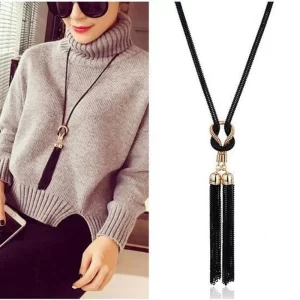 Collares para mujer, colgantes, borla, suéter, cadena, collar largo de moda, joyería - AliExpress 36