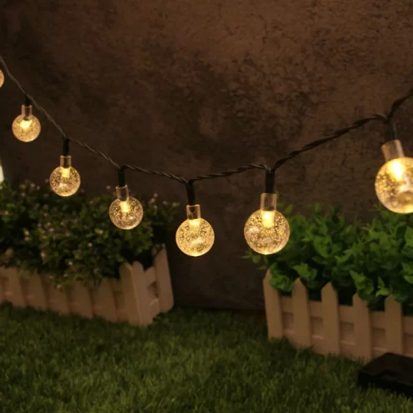 Lámpara de bolas de burbujas solares, cadena de luces para exteriores, gotas de agua, orbe impermeable para exteriores, luces de Navidad, Patio, fiesta navideña - AliExpress 39 - Image 6