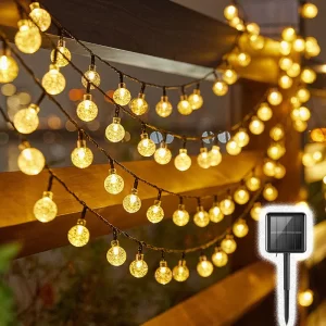Lámpara de bolas de burbujas solares, cadena de luces para exteriores, gotas de agua, orbe impermeable para exteriores, luces de Navidad, Patio, fiesta navideña - AliExpress 39