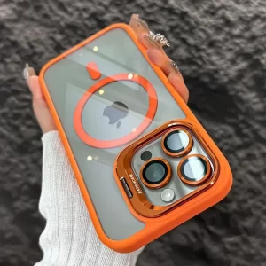 Funda de teléfono magnética de lujo a prueba de golpes para iPhone 15 14 13 12 11 16 Pro Max 16 Plus 16E Funda con soporte cubierta protectora de lente de vidrio - AliExpress