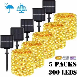 Luz LED Solar de 32M, lámpara de adorno para exteriores, guirnalda de luces de hadas para jardín, lámpara Led centelleante impermeable, guirnalda de Navidad, decoración de patio - AliExpress 39