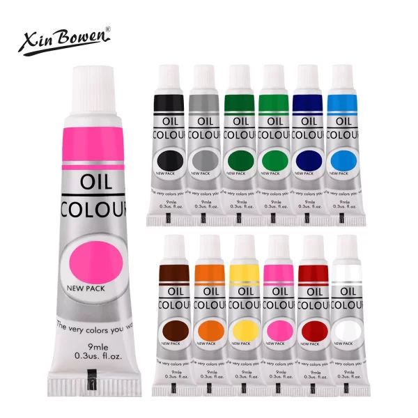 9 ml, juego de pintura al óleo para ropa de tela, dibujo de vidrio para uñas, suministros de arte impermeables, 12 colores, venta al por mayor - AliExpress 21 - Image 5