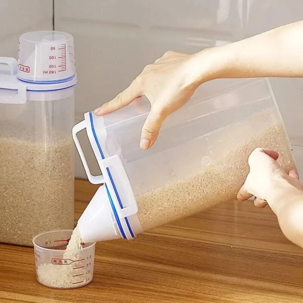 【Ventas calientes】 1 recipiente de almacenamiento de alimentos para arroz y granos con taza medidora, cocina a prueba de humedad y insectos a prueba de polvo - AliExpress 15 - Image 4