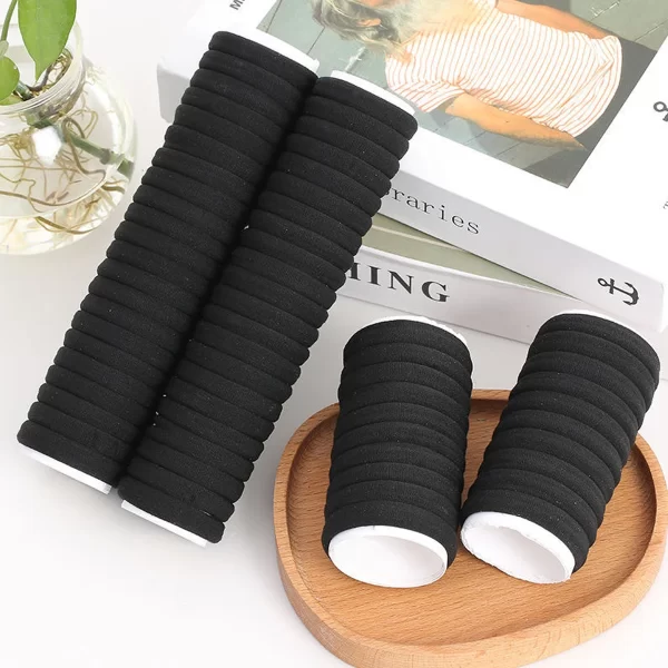 50/100 Uds. Bandas negras para el cabello para mujeres y niñas, banda de goma elástica alta, lazos para el cabello, coleteros, accesorios - AliExpress 200000297 - Image 2