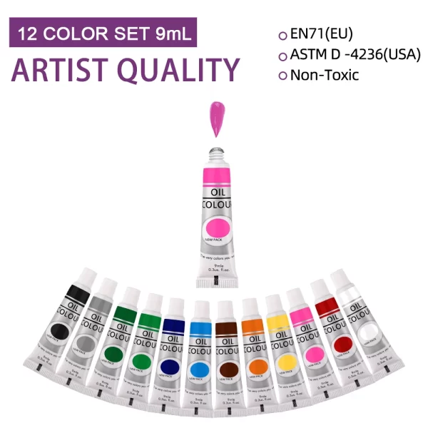 9 ml, juego de pintura al óleo para ropa de tela, dibujo de vidrio para uñas, suministros de arte impermeables, 12 colores, venta al por mayor - AliExpress 21 - Image 6
