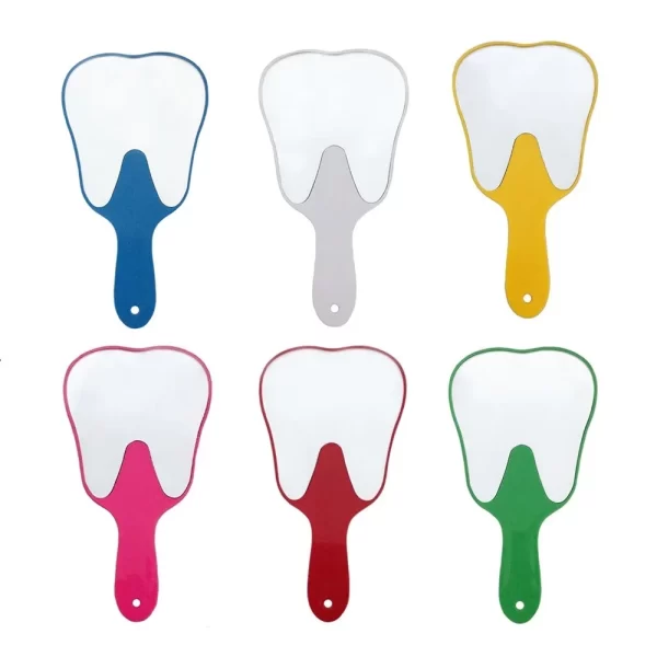 Espejo de mano irrompible de PVC con mango, espejos con forma de diente, espejo de maquillaje para examen de boca Dental, accesorios de odontología, regalo - AliExpress - Image 2