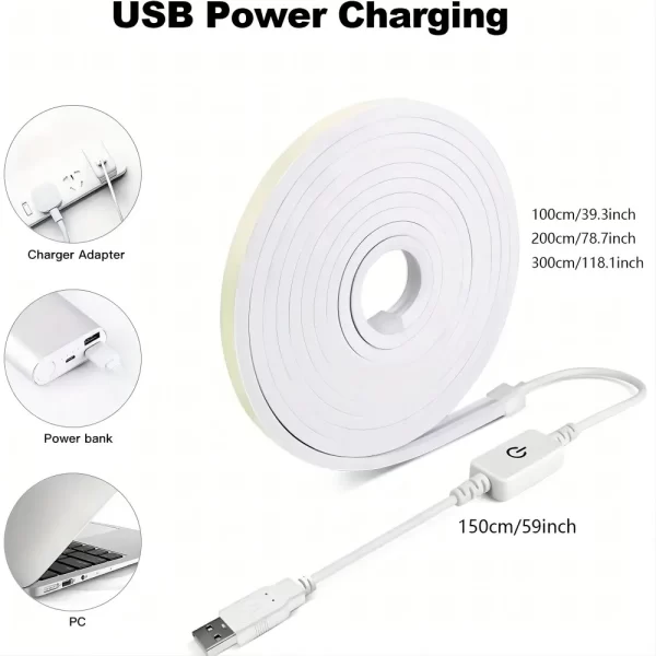 Tira de luces LED de neón, 5V, USB, 1-3M, Flexible, impermeable, Sensor de movimiento táctil, interruptor para dormitorio, TV, retroiluminación, armarios - AliExpress 30 - Image 3