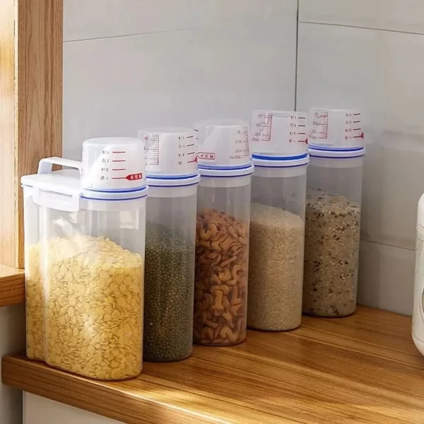 【Ventas calientes】 1 recipiente de almacenamiento de alimentos para arroz y granos con taza medidora, cocina a prueba de humedad y insectos a prueba de polvo - AliExpress 15 - Image 2