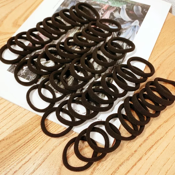 50/100 Uds. Bandas negras para el cabello para mujeres y niñas, banda de goma elástica alta, lazos para el cabello, coleteros, accesorios - AliExpress 200000297 - Image 5