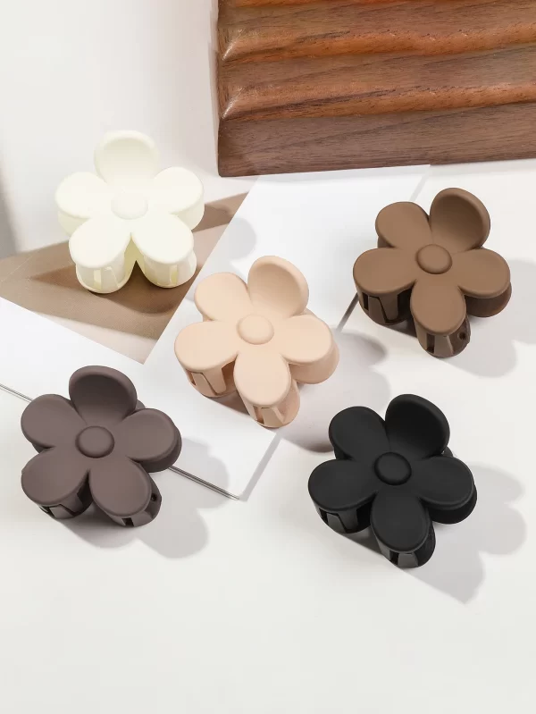 5 pinzas para el pelo con forma de flor pequeña para mujeres y niñas, pinzas de mandíbula rectangulares mate, pasadores semicirculares para cabello fino - AliExpress 200000297 - Image 6