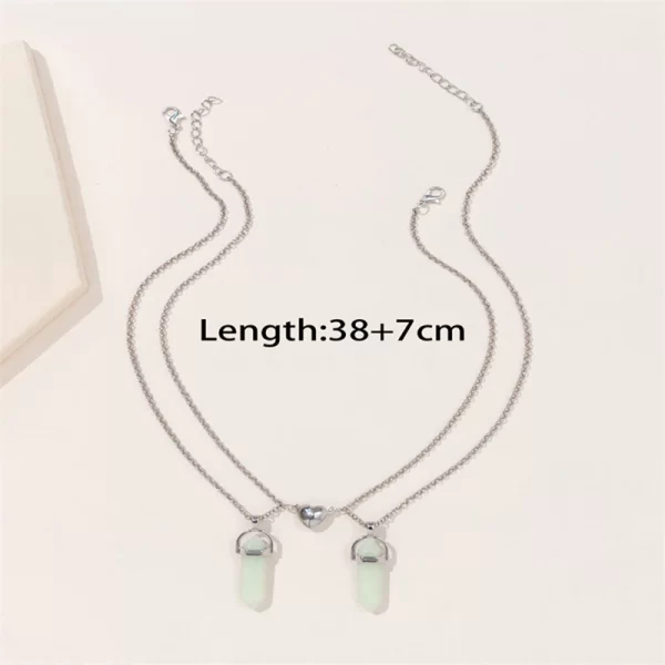 2 unids/set columna Hexagonal luminosa colgante de corazón pareja collar magnético piedra Natural colgante geométrico collar joyería regalos - Image 6