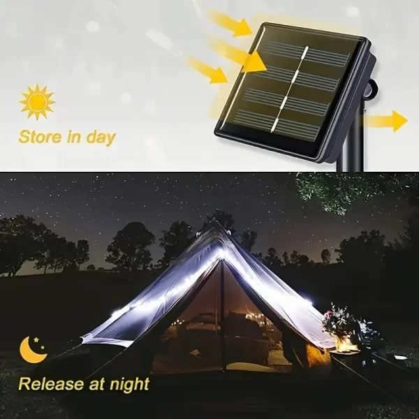 1 Juego de guirnaldas de luces solares para exteriores, alambre de cobre impermeable de 8 modos, luz de cuento de hadas, luz navideña, utilizada para jardín al aire libre - AliExpress 30 - Image 3