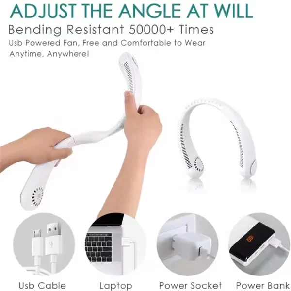 Mini ventilador portátil sin aspas para el cuello, ventiladores colgantes recargables sin hojas, Enfriador de aire, ventiladores portátiles con banda para el cuello - AliExpress - Image 4