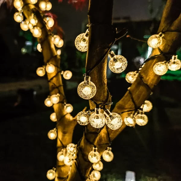 Lámpara de bolas de burbujas solares, cadena de luces para exteriores, gotas de agua, orbe impermeable para exteriores, luces de Navidad, Patio, fiesta navideña - AliExpress 39 - Image 5