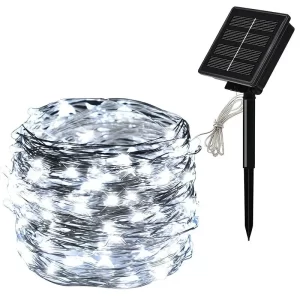 1 Juego de guirnaldas de luces solares para exteriores, alambre de cobre impermeable de 8 modos, luz de cuento de hadas, luz navideña, utilizada para jardín al aire libre - AliExpress 30