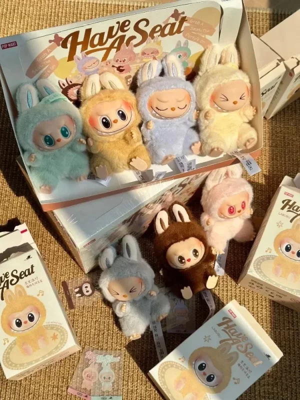 LABUBU-figura de Anime de los monstruos, serie Have A Seat, muñeco colgante de PVC, modelo de juguete, llavero de réplica de monstruo Kawaii, juguete, regalo de cumpleaños - Image 3
