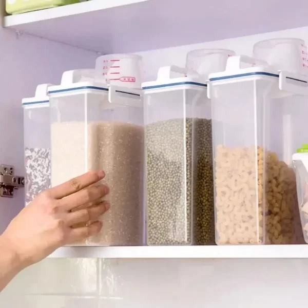 【Ventas calientes】 1 recipiente de almacenamiento de alimentos para arroz y granos con taza medidora, cocina a prueba de humedad y insectos a prueba de polvo - AliExpress 15 - Image 6