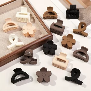 5 pinzas para el pelo con forma de flor pequeña para mujeres y niñas, pinzas de mandíbula rectangulares mate, pasadores semicirculares para cabello fino - AliExpress 200000297