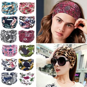 Diademas elásticas anchas bohemias de algodón para mujer, turbante, diademas, Bandana, diademas anchas, accesorios para el cabello - AliExpress 200000297