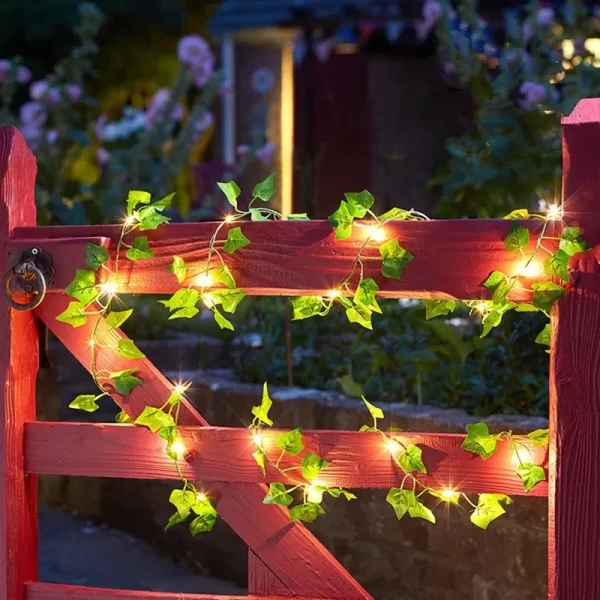 Guirnalda de luces para decoración del hogar, guirnalda de luces con batería para árbol de Navidad, vid Artificial, hojas verdes y flores - AliExpress 39 - Image 4