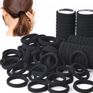 50/100 Uds. Bandas negras para el cabello para mujeres y niñas, banda de goma elástica alta, lazos para el cabello, coleteros, accesorios - AliExpress 200000297