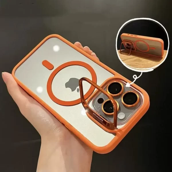 Funda de teléfono magnética de lujo a prueba de golpes para iPhone 15 14 13 12 11 16 Pro Max 16 Plus 16E Funda con soporte cubierta protectora de lente de vidrio - AliExpress - Image 2