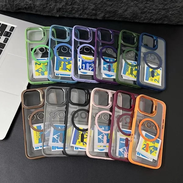 Funda de teléfono magnética de lujo a prueba de golpes para iPhone 15 14 13 12 11 16 Pro Max 16 Plus 16E Funda con soporte cubierta protectora de lente de vidrio - AliExpress - Image 6