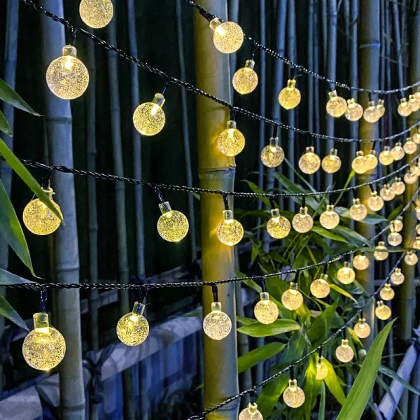 Lámpara de bolas de burbujas solares, cadena de luces para exteriores, gotas de agua, orbe impermeable para exteriores, luces de Navidad, Patio, fiesta navideña - AliExpress 39 - Image 4