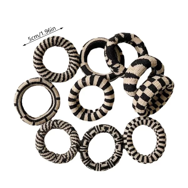 5 uds. Anillo para el cabello sin rastro a cuadros blanco y negro de alta elasticidad simple y versátil - AliExpress 200000297 - Image 4