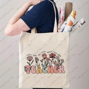 Enseñar ellos, aman los, ver los crecen bolso de mano con patrón, bolso de hombro floral para profesores, regalos para profesores - AliExpress