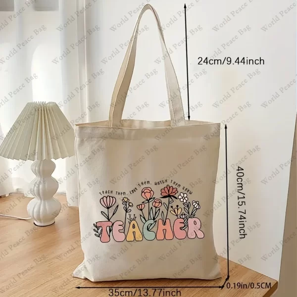 Enseñar ellos, aman los, ver los crecen bolso de mano con patrón, bolso de hombro floral para profesores, regalos para profesores - AliExpress - Image 2