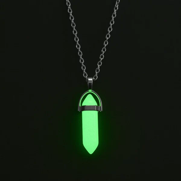 2 unids/set columna Hexagonal luminosa colgante de corazón pareja collar magnético piedra Natural colgante geométrico collar joyería regalos - Image 2